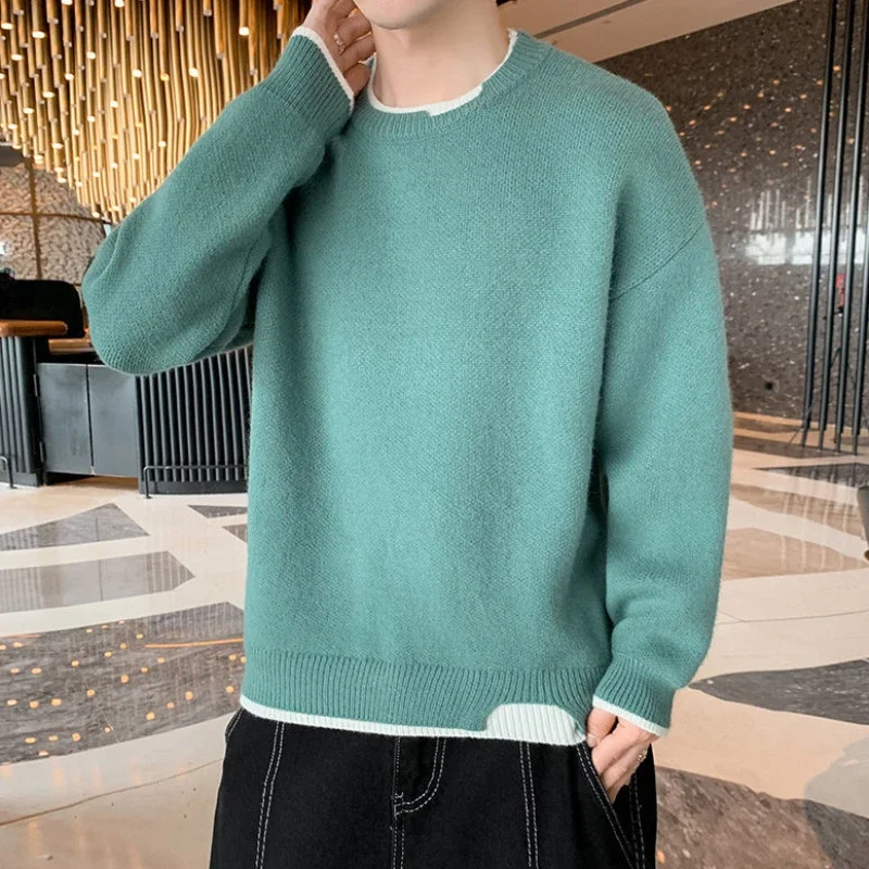 Winter Clothing Colors - Man Clothes Pullovers Round Collar Knitted