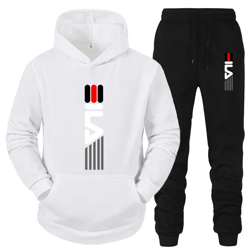 Fleece Hoodie Lined - Men's Tracksuit Hooded Sweatshirt+Sweatpants 2 Pcs