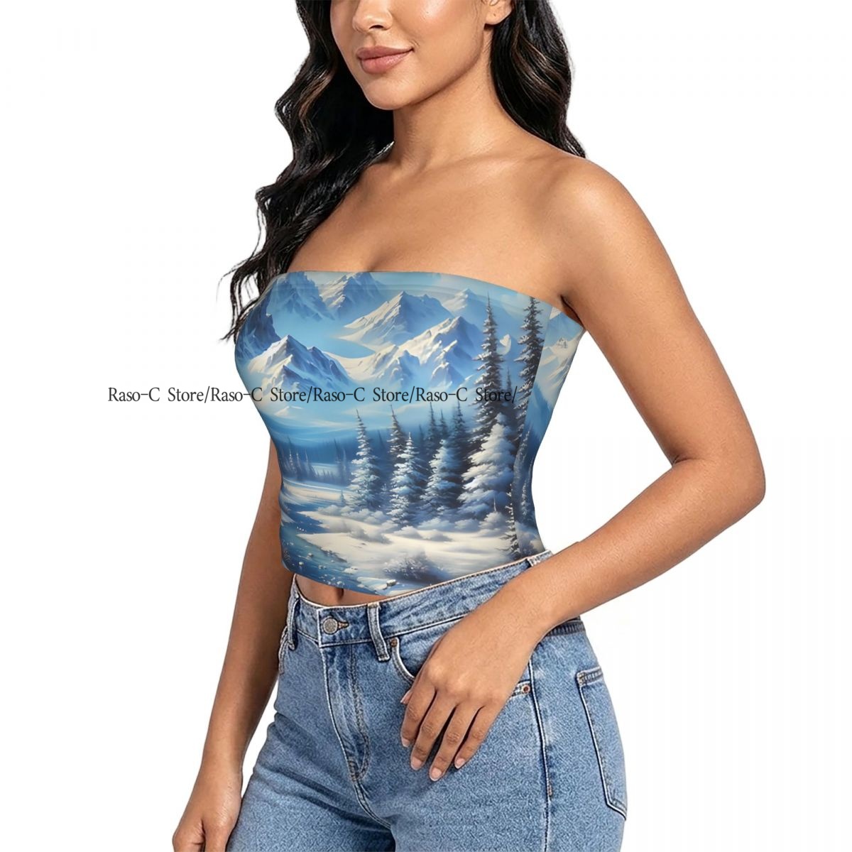 Winter Clothing Youtube - Women Block Crop Slim Tube Top