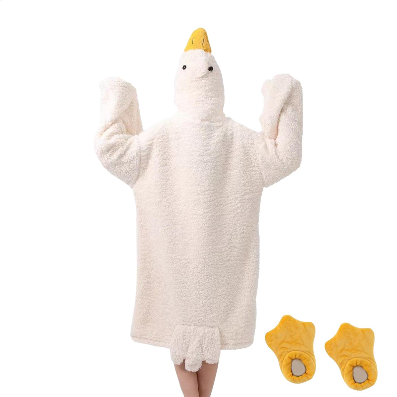Fleece Hoodie Lined - Wearable blanket Goose Robe Coral Fleece
