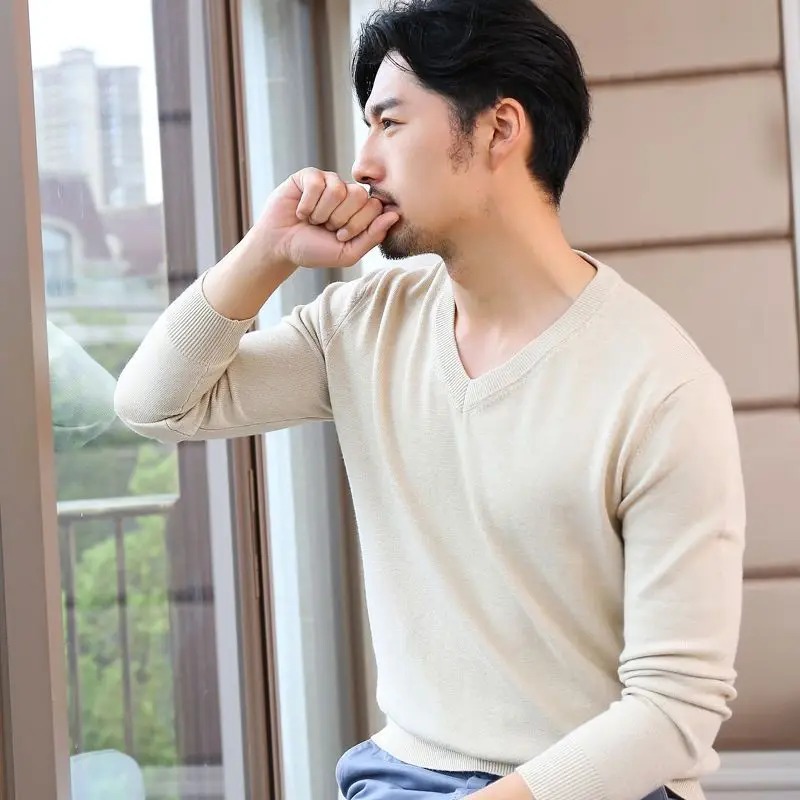 Winter Clothing Colors - Man Clothes Pullovers Solid Color Knitted