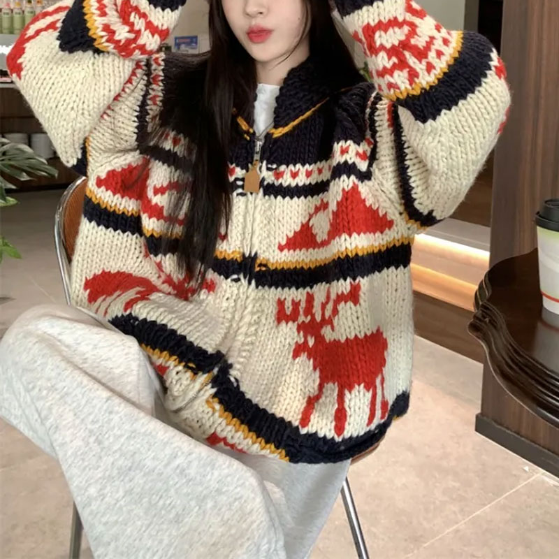 Christmas Vintage Elk Knitted  - Winter Clothing Colors 评论和价格