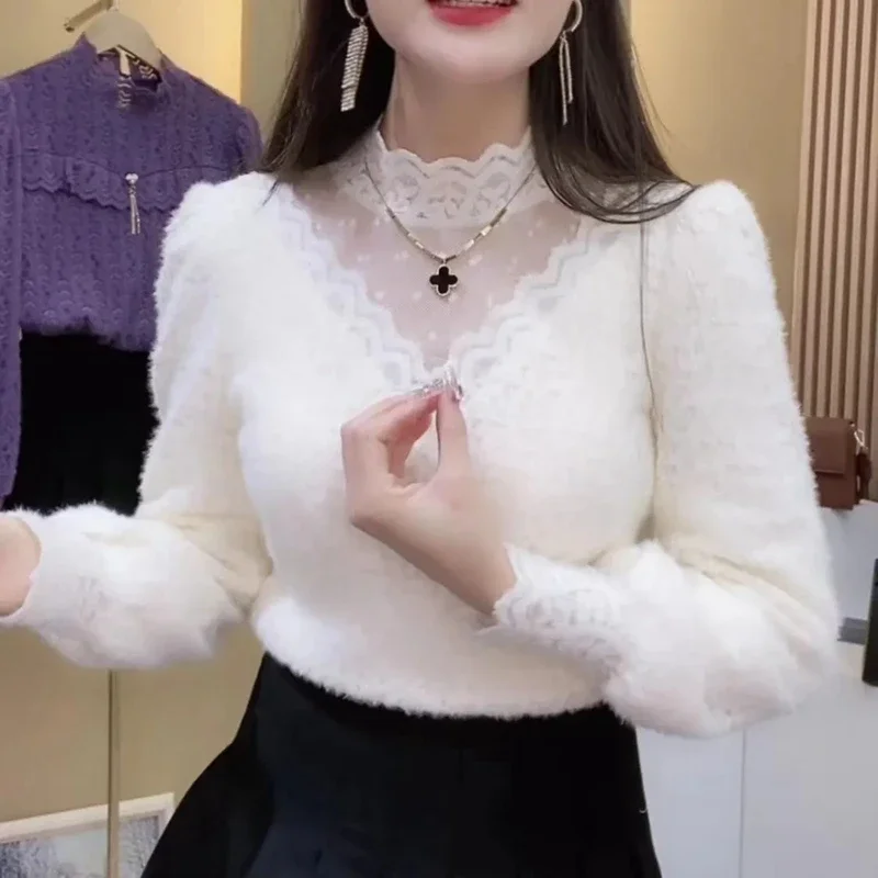 Autumn Winter Lace Tops Blouse - Winter Clothing Factory Outlet 评论和价格