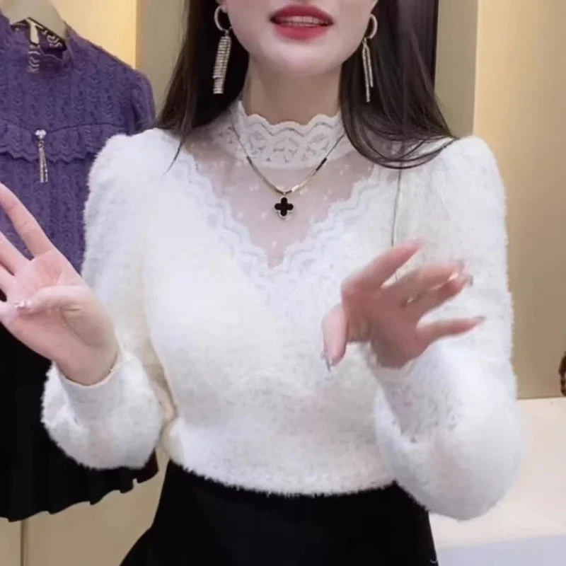 Autumn Winter Lace Tops Blouse - Winter Clothing Factory Outlet 评论和价格