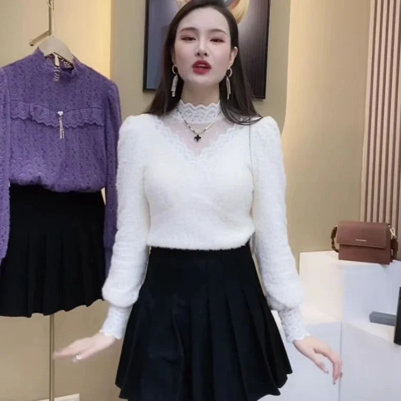 Autumn Winter Lace Tops Blouse - Winter Clothing Factory Outlet 评论和价格