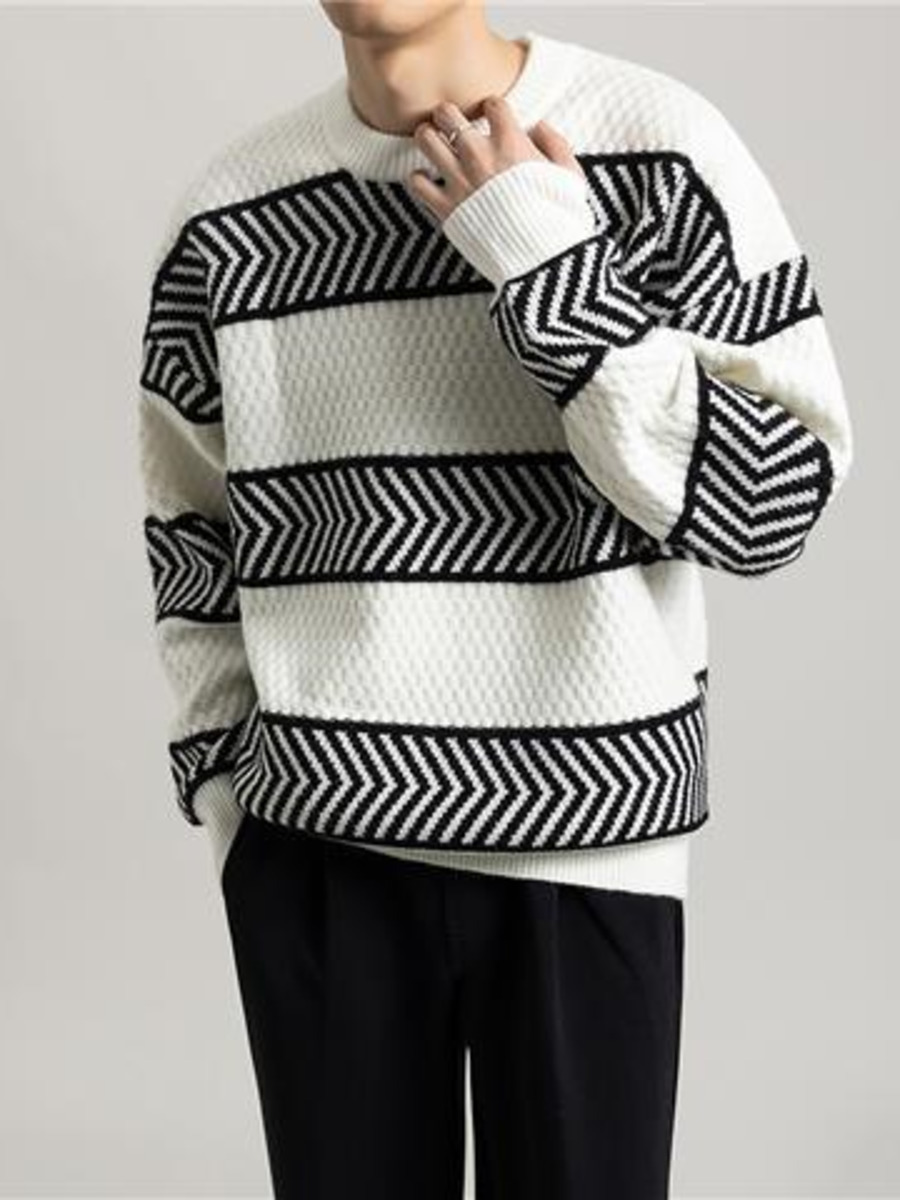 Casual Loose Stripes Pullover  - Winter Clothing Colors 评论和价格