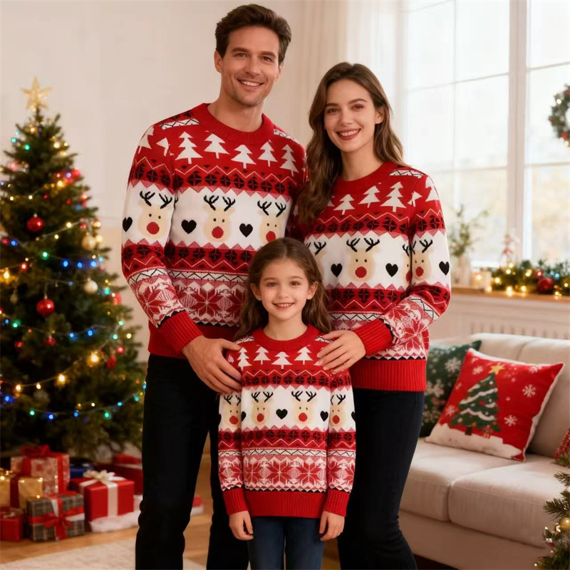 Christmas Family Sweaters Pare - Winter Clothing Kids 评论和价格