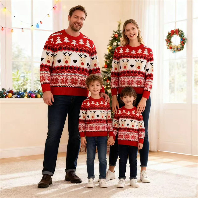 Christmas Family Sweaters Pare - Winter Clothing Kids 评论和价格
