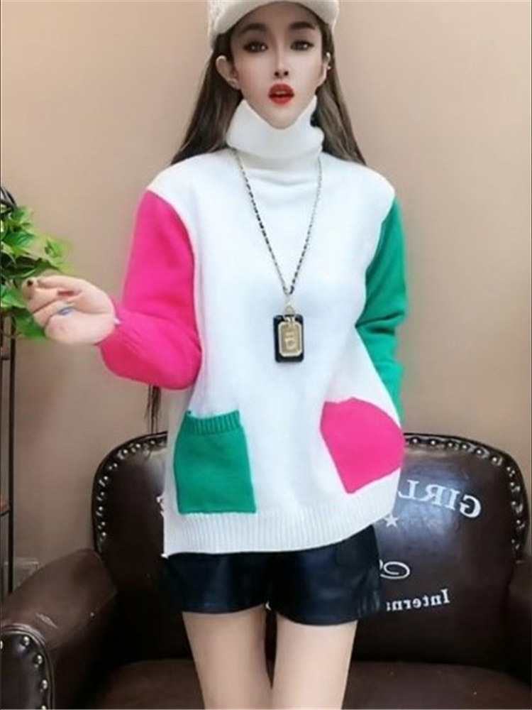 Casual Colors Patchwork Knitte - Winter Clothing Colors 评论和价格