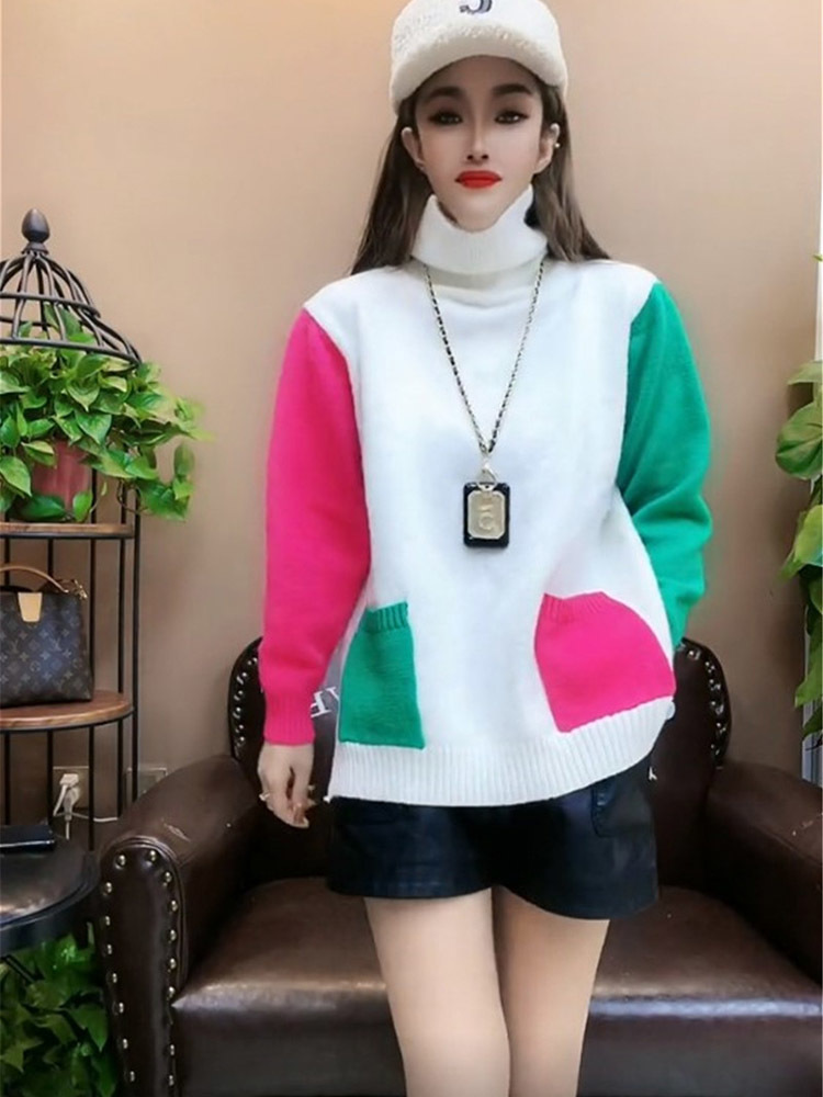 Casual Colors Patchwork Knitte - Winter Clothing Colors 评论和价格