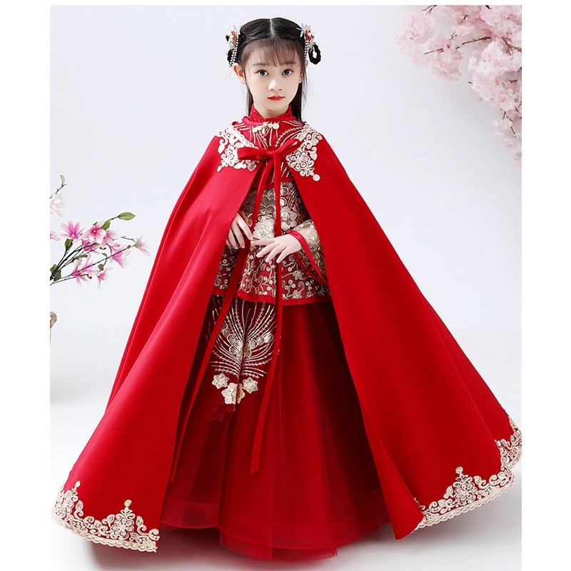 Girls Hanfu Cheongsam Costume  - Winter Clothing Kids 评论和价格
