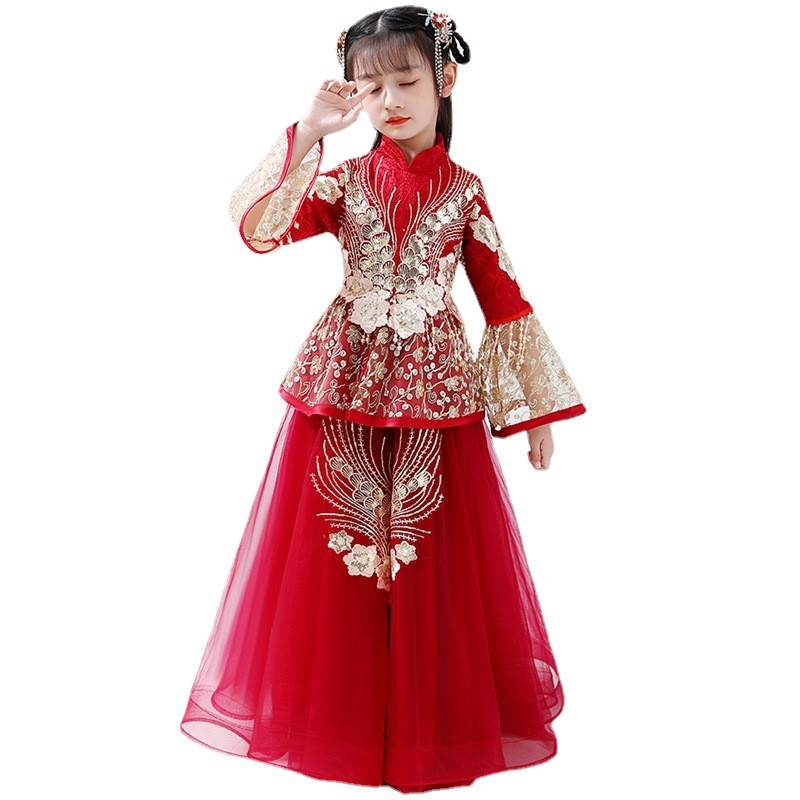 Girls Hanfu Cheongsam Costume  - Winter Clothing Kids 评论和价格
