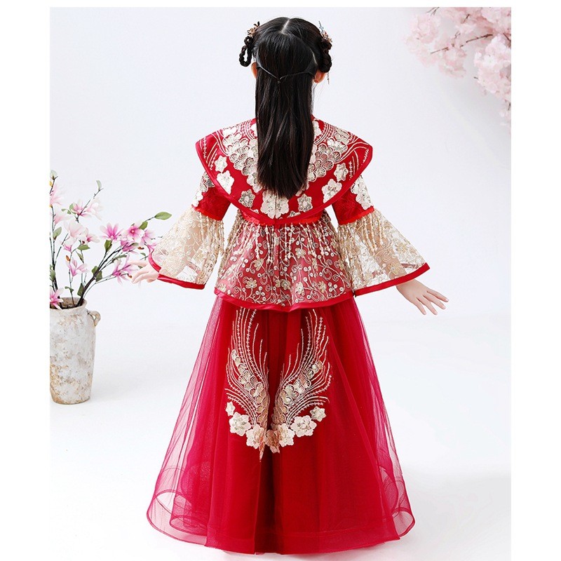 Girls Hanfu Cheongsam Costume  - Winter Clothing Kids 评论和价格