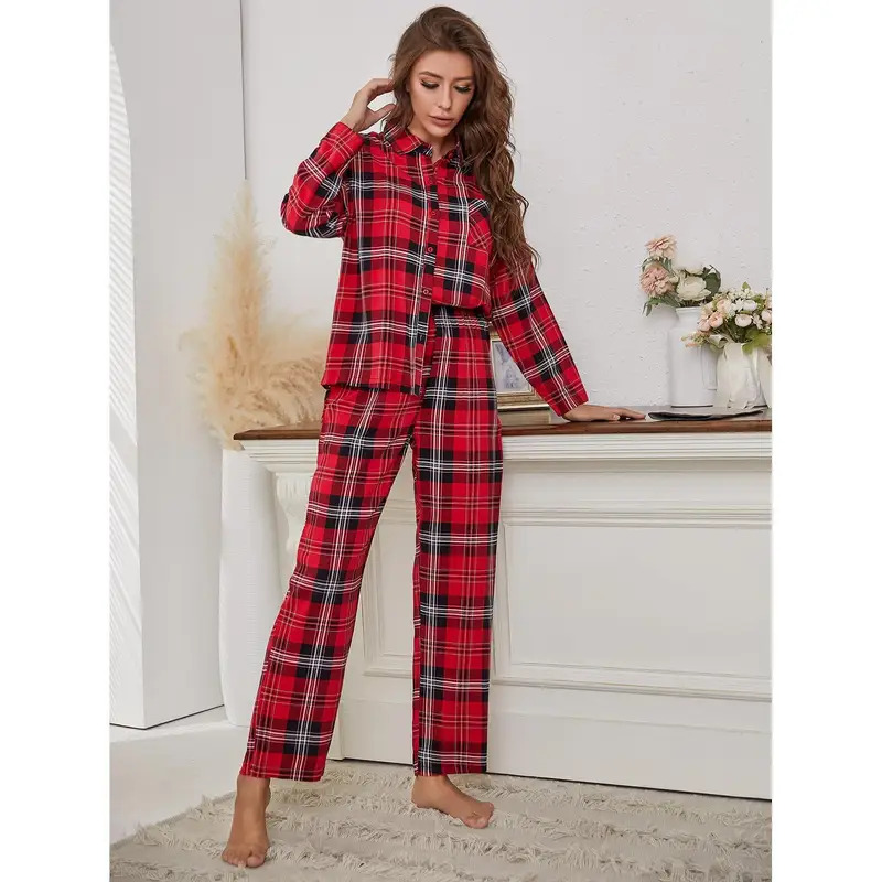 Red Plaid Pajamas Long Sleeve  - Winter Clothing Youtube 评论和价格