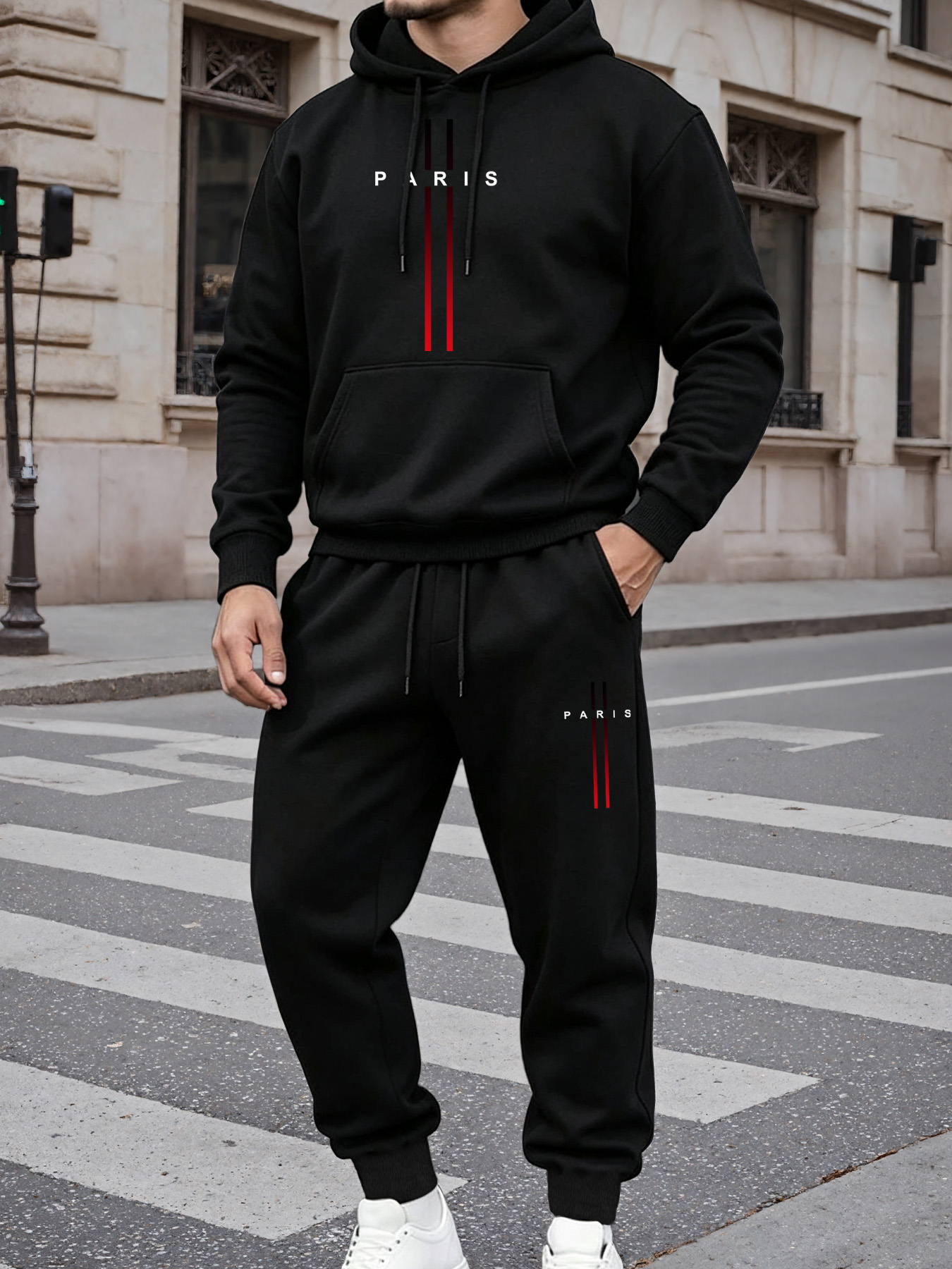 Men Paris Graphic Print Hoodie - Fleece Hoodie Lined 评论和价格