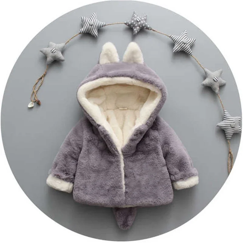 Cute Cat Ears Plush Baby Jacke - Winter Clothing Toddler Girl 评论和价格